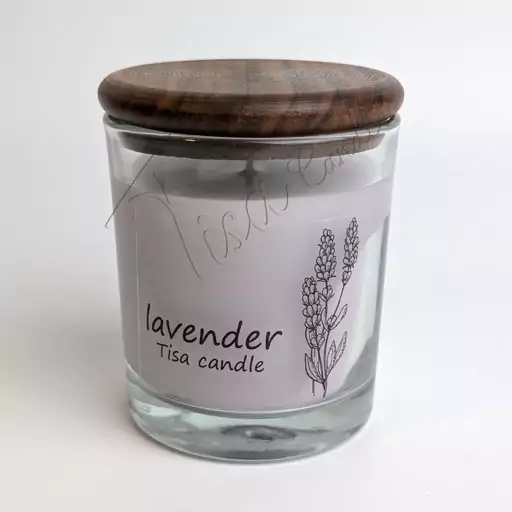 شمع لیوانی عطری Lavender تیسا کندل با درب چوب گردو