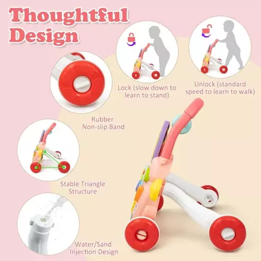 واکر کودک همراه با تخته وایت رنگ صورتی برد هانگر