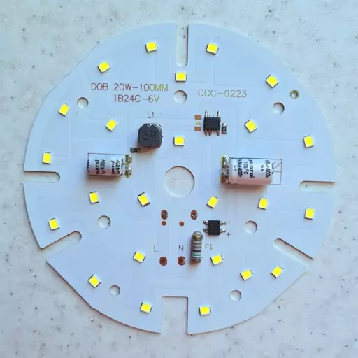 چیپ ال ای دی 20 وات پنلی ماژول دی او بی خازن دار  رنگ سفید مهتابی chip led dob 20w 220v ccc