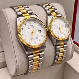 ساعت مچی زنانه و مردانه بند استیل تقویم تلسکوپی رولکس دیت جاست دارای 6 ماه گارانتی موتور ROLEX DATEJUST