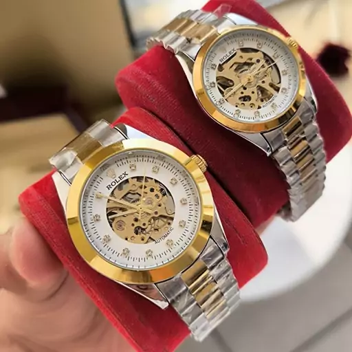 ست زنانه مردانه ساعت مچی اتومات قلب باز کیفیت مستر رولکس Rolex