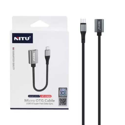 تبدیل اورجینال NITU OTG TO micro USB مدل CN20 مشکی خاکستری کد 71479