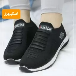 کفش اسکیچرز زنانه مشکی و کالباسی و طوسی زیره باکیفیت راحت پی یو سایز37 تا40