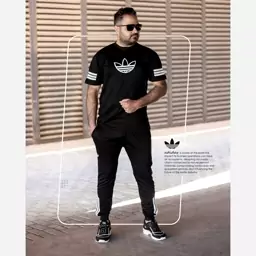 ست تیشرت شلوار مشکی مردانه آستین کوتاه Adidas 