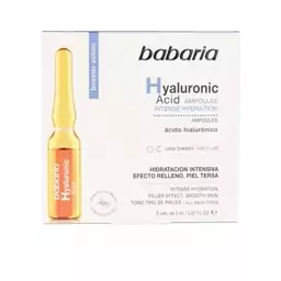 ویال مرطوب کننده و آبرسان باباریا babaria مدل هیالورونیک اسید Hyaluronic Acid حاوی 5 ویال 2 میل