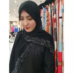 شال مشکی ساده حریر لاکچری مزونی مجلسی حاشیه نگین دار کد ana9050 آنالیا اسکارف ارسال رایگان 