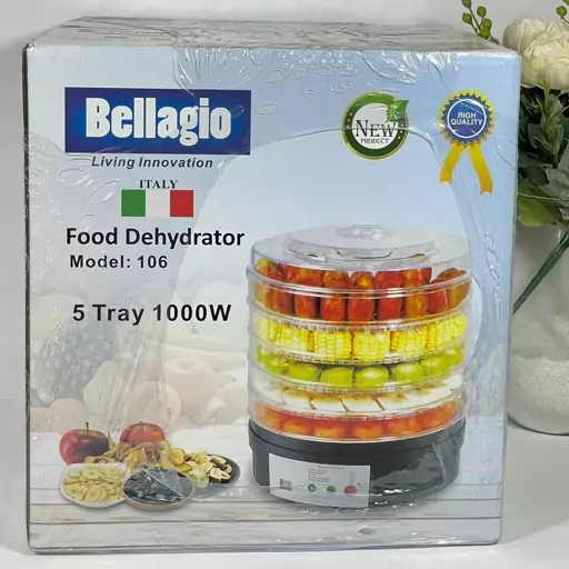 میوه خشک کن بلاجیو BELLAGIO پنج طبقه سفید و مشکی