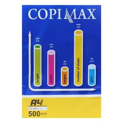 کاغذ COPIMAX 80g A4 نوین کاغذ بسته 500 عددی