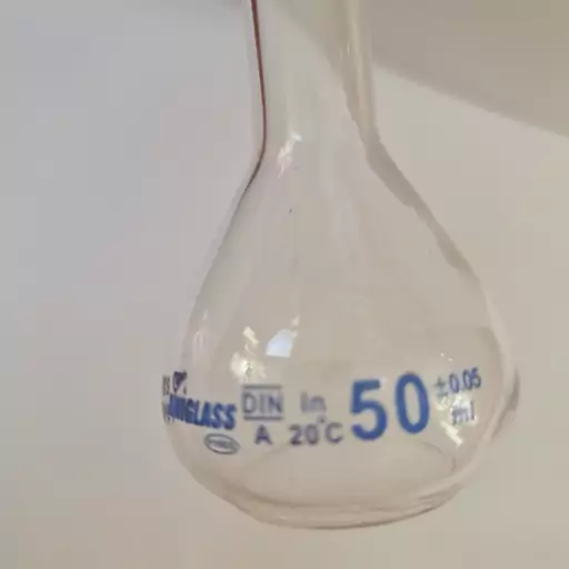 بالن ژوژه (50 سی سی) بالنحجمی پیرکس pyrex تهصاف volumetric flask بالن آزمایشگاهی در دار قابل اتوکلاو