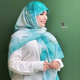 روسری نخی مجلسی طرح مینیاتور قواره 140 رنگ سبر