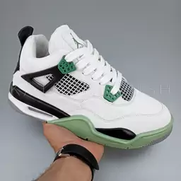 کفش جردن Nike Jordan 4 مردانه  40 تا 44  سفید زیره سبز ( کتونی جردن - جردن 4 - jordan 4  - کفش ایر جردن -4 air jordan ) 