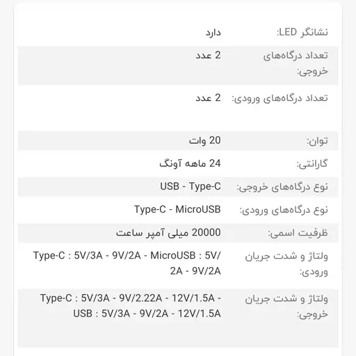 پاور بانک (pd و فست شارژ)  Baseus 20w مدل Bipow Digital display ppbd20k