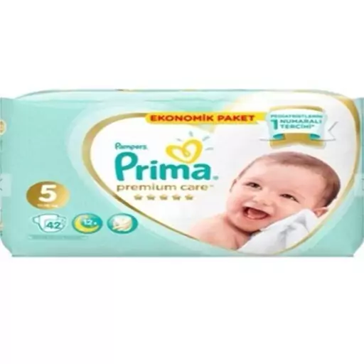 پوشک پریما پمپرز سفید ضد حساسیت سایز 5 (42تایی) prima pampers