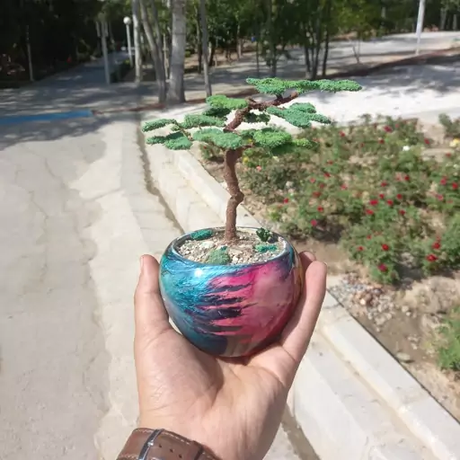 ماکت بونسای زینتی مدل رنگین، ارتفاع 19cm