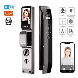 دستگیره هوشمند تشخیص چهره تویا قفل هوشمند بدنه زینک ضدخش tuya برند Smartlock با مکالمه تصویری از راه دور