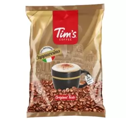 کاپوچینو تیمز tims تازه و خوشمزه هر شاسه 25 گرمی و بسته 20 عددی با قهوه فوری   