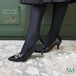 جورابشلواری زنانه براق  اَبرا مُد رنگ مشکی (نگین نقره ای)