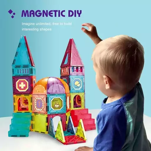 اسباب بازی ساختنی تایل مگنتی 94 قطعه مدل Magnetic DIY