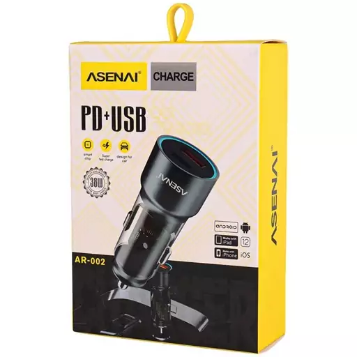 شارژر فندکی فست شارژ برند آسنای مدل AR-002 20W