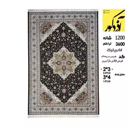 فرش ماشینی آذردکور 6متری کلکسیون قالی تارا تبریز نخ آکریلیک 1200شانه،3600تراکم،کد هریس سرمه ای