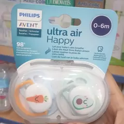 پستانک اونت اولترا ایر 0-6ماه avent ultra air طرح هویج و آووکادو 