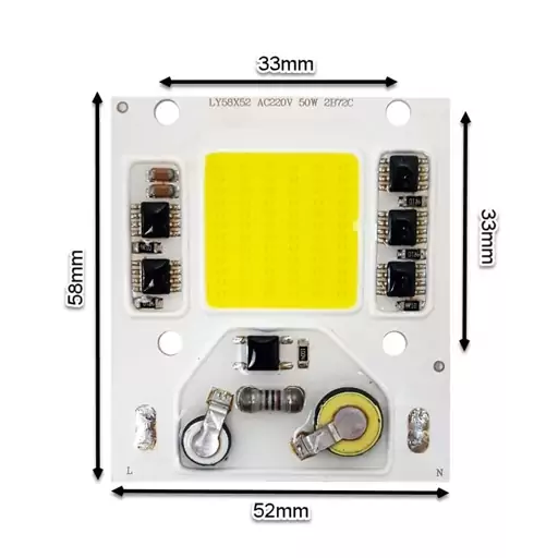 چیپ ال ای دی 50 وات 220 ولت COB سفید مهتابی برند LY