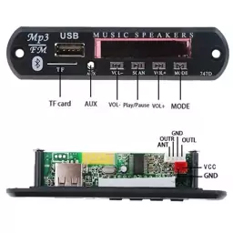 پخش کننده بلوتوثی 12V - پنلی MP3 پشتیبانی از MicroSD و USB با ریموت کنترل