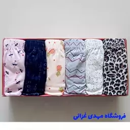 شورت زنانه نخ پنبه جعبه ای تیلی (پک 6 عددی)