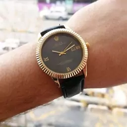 ساعت مچی مردانه بند چرم رولکس دیت جاست Rolex