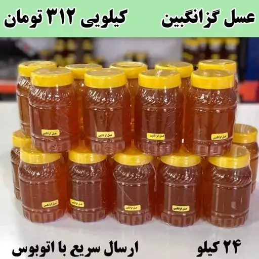 خرید عسل طبیعی گزانگبین عمده( 24 کیلو در ظرف های یک کیلویی ) ارسال با اتوبوس 