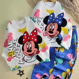 بلوز شلوار Minnie جنس اسپان پشت دورس سایز1تا4 رنگبندی آبی قرمز سرخابی 