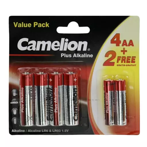 پک 2+4 باتری قلمی و نیم قلمی Camelion Plus Alkaline 1.5V