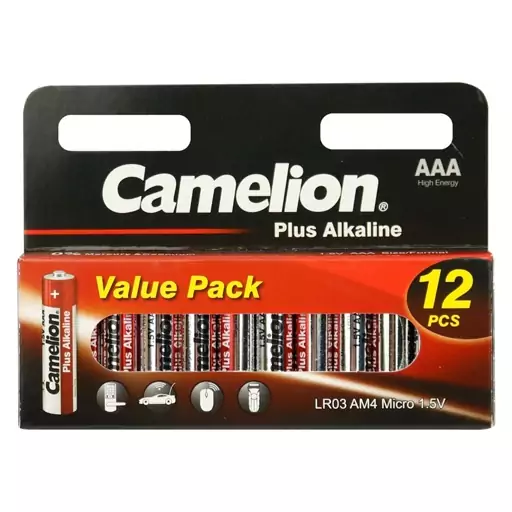 باتری نیم قلمی Camelion Plus Alkaline 1.5V AAA بسته 12 عددی