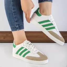 کفش اسپرت سه خط سفید سبز adidas زنانه و پسرانه