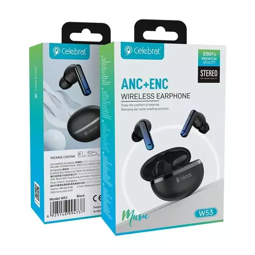 هدفون بی سیم گیمینگ مدل Celebrat W53 ANC+ENC Wireless earphones