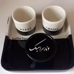 ست فنجان قهوه اسپرسو خوری کافی تایم سفید مشکی دونفره