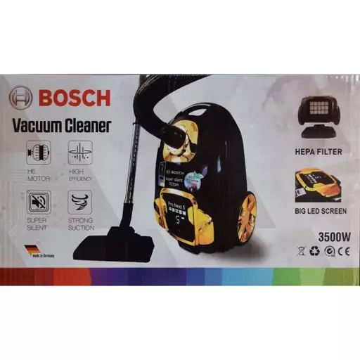 جاروبرقی ((Bosch)) بوش آلمان (3500) وات پرقدرت و بیصدا بدنه مات میله کنفی super silent 3500watt ارسال رایگان