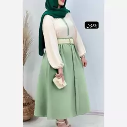 ست سه تیکه عسل شومیز دامن کمربند حصیری