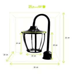 چراغ حیاطی،پارکی، محوطه،باغی، ایستاده فلزی تک شاخه مدل P-1SC