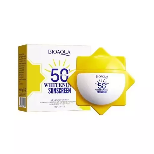 کرم ضد آفتاب بی رنگ سفید کننده بیوآکوا 40 گرم spf50