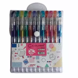 خودکار سی.کلاس مدل اکلیلی Glitter pen بسته 12 عددی