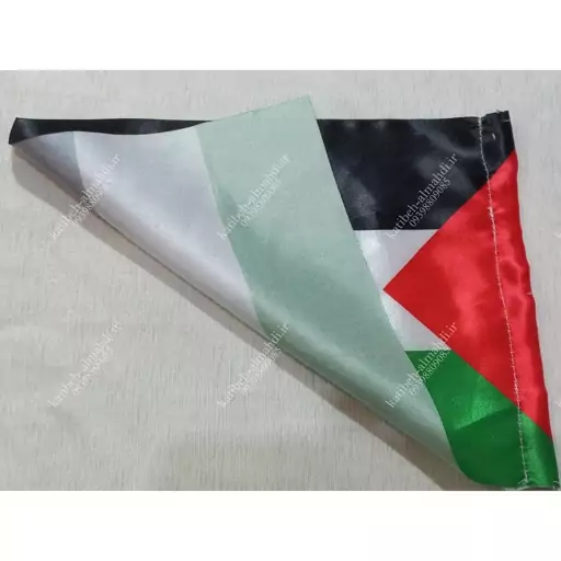 پرچم فلسطین ساتن با چوب سایز 20 در 30 سانتی متر