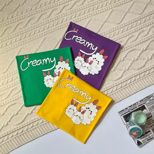 تیشرت زنانه Creamy نخ پنبه