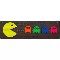 تابلو بلک لایت چوبی  طرح pac-man