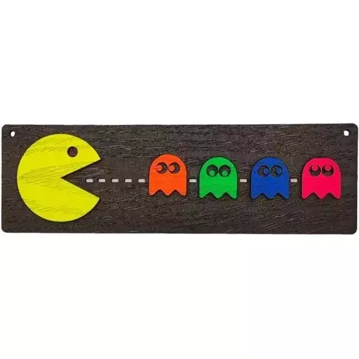 تابلو بلک لایت چوبی  طرح pac-man