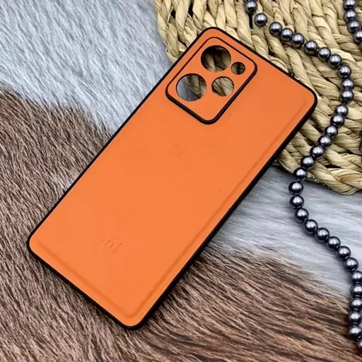 قاب گوشی Poco X5 Pro شیائومی Leather Case کلاسیک اورجینال چرمی محافظ لنز دار نارنجی کد 66313