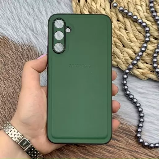 قاب گوشی Galaxy A34 5G سامسونگ Leather Case کلاسیک اورجینال چرمی محافظ لنز دار سبز کد 12310