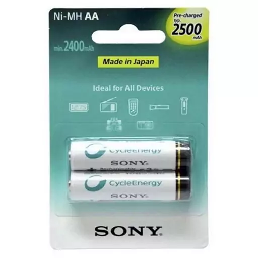 باتری قلمی دوتایی شارژی سونی Sony Cycle Energy AA 2500mAh اصلی