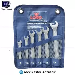 ست آچار تخت 6 تکه صنعتی یک سر رینگ لورد اصلی با گارانتی مدل LORD 6PCS 2162