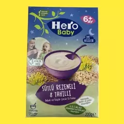 غذای کودک مخلوط غلات، شیر و رازیانه مخصوص شب 200gr هرو بیبی hero baby